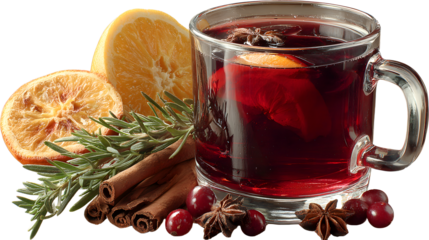 Mulled wine on transparent background