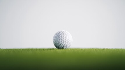 Obraz premium Tiny Transparent Golf Ball Posed on Green Grass Background