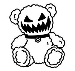 Teddy Bear – Creepy Plush Toy with Evil Smile, Spiked Collar, Halloween Horror Mascot for Dark Art, Spooky Decor and Scary Illustrations