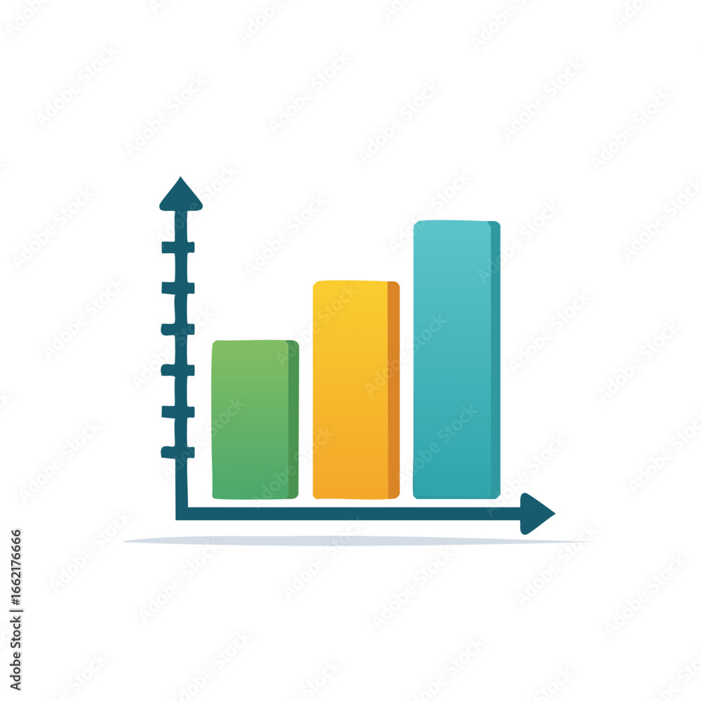 Poster colorful business chart with increasing columns for presentations and data analytics