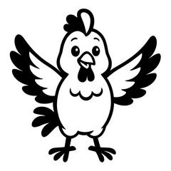 A charming and adorable rooster illustration. A happy, friendly farm animal with a vibrant energy. Perfect for children's books, educational materials, and projects related to farming and nature.