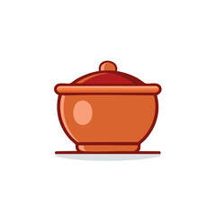 Clay pot with lid illustration vector cooking utensil food preparation containers kitchenware