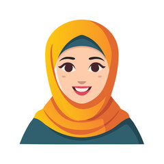 Illustration of Smiling Woman Wearing Hijab, Traditional Islamic Clothing