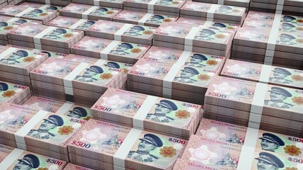 Brunei 500 Dollar Banknote Horizontal 3D Animation - Finance and Money Concept