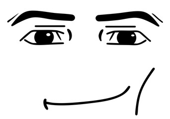 Smirking cartoon face with raised eyebrow, sly confident expression and subtle half smile, popular smirk meme emoji 😏 sarcasm, irony, playful flirtation, arrogance or cheeky internet reaction