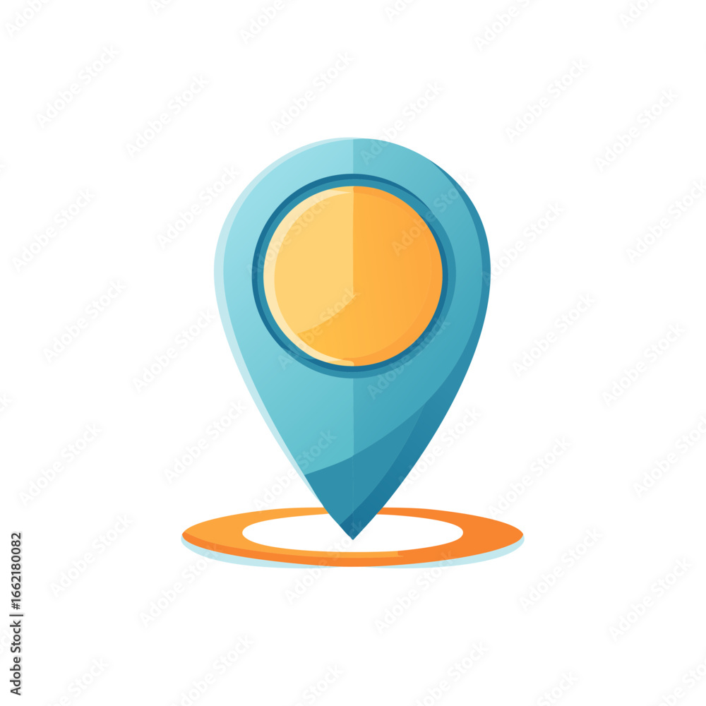 Poster stylized location pin icon with highlighted spot on map vector graphic