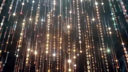 Glowing Binary Code Cascade – Photorealistic Digital Data Stream - Powered by Adobe