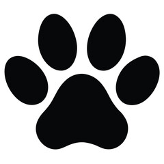 Black paw print on white background animal track simple
