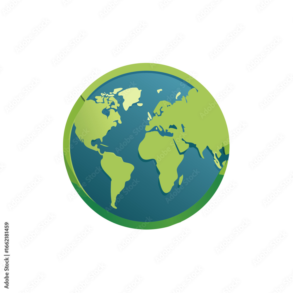 Poster world map globe icon displaying continents with oceans, environment concept