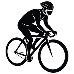 Naklejka premium Cyclist in motion with helmet cycling bicycle