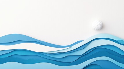 Minimal Coastal Golf Course Landscape with Paper Cut Elements