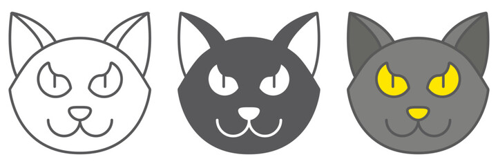 Halloween cat line icon, animal and magic, pet sign, vector graphics, a linear pattern on a white background.