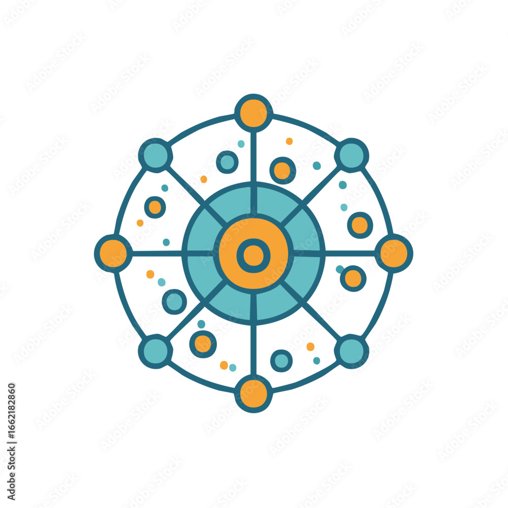 Poster connected nodes communication network design abstract tech symbol digital vector