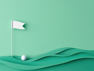Minimalist Paper Cut Style Background of Golf Elements