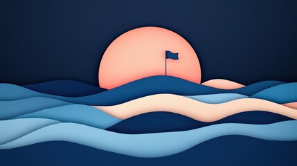 Nighttime Neon Golf Course Under a Moonlit Sky