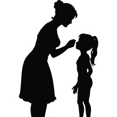 Mother and child interaction silhouette daughter family