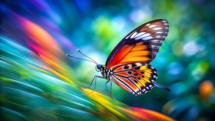 Fototapeta premium Colorful butterfly on a leaf