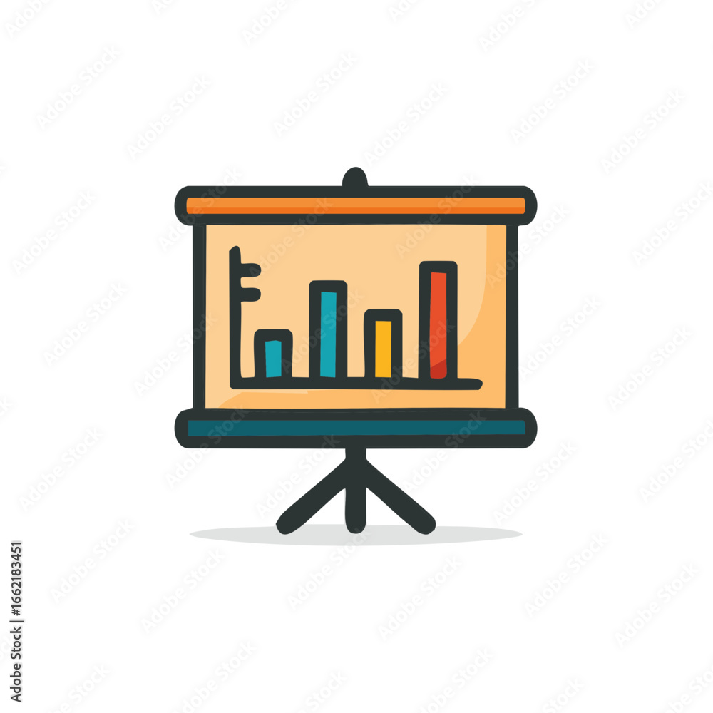 Poster presentation board showing a colorful column chart for business report illustration