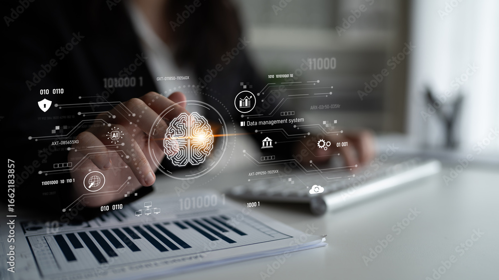 Aufkleber ai data management system for digital analysis, with ai, data, and system repeating for better seo t