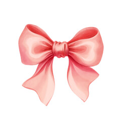 Cute coquette aesthetic pink ribbon bow in vintage style watercolor.
