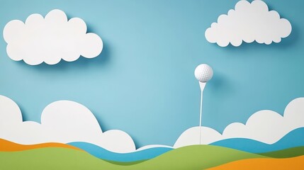 Surreal Golf Course Island Floating in the Sky with Colorful Landscape