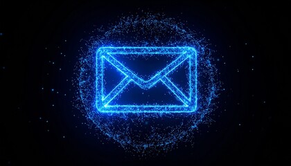 Glowing Digital Envelope Particle Effect Abstract Technology.