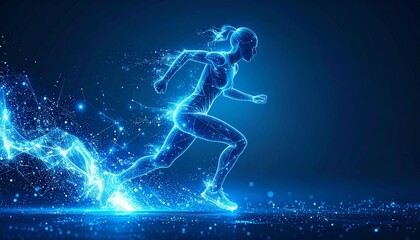 Energetic Woman Running Digital Art Abstract Fitness.