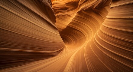 A close up view of the smooth sandstone formations in a canyon with shadows and light patterns