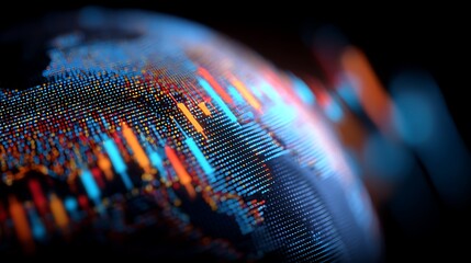 Abstract Data Visualization: Financial Chart with Dotted Grid and Color Bars