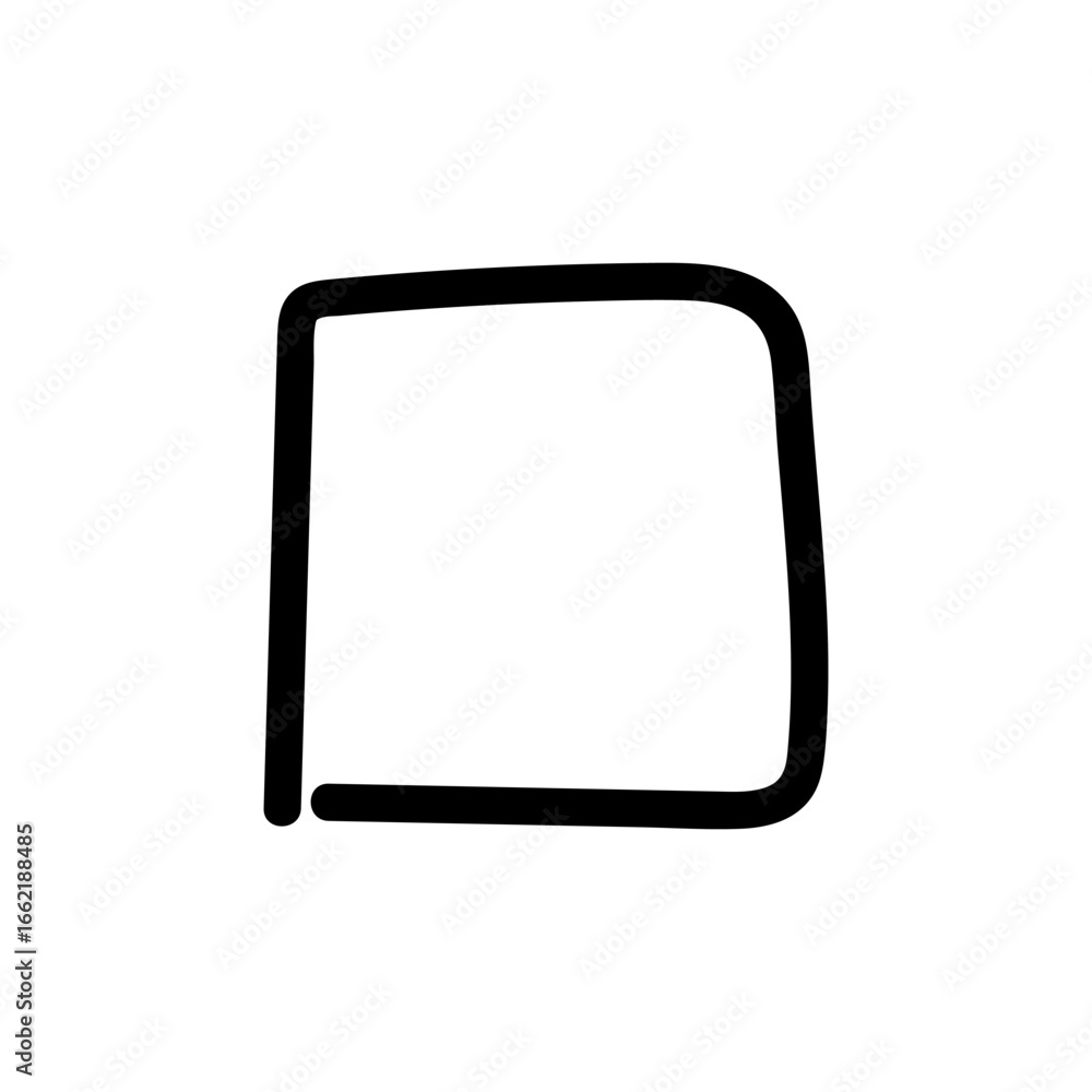 Aufkleber simple hand drawn square checkbox icon in an unchecked state, designed for user interface elements.
