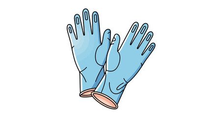 Obraz premium Pair of Light Blue Medical Examination Gloves with Reinforced Cuffs, Isolated on White Background