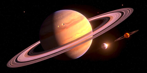 Saturn and its celestial court