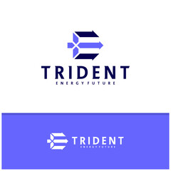 Letter E F with Trident logo icon design vector design template inspiration