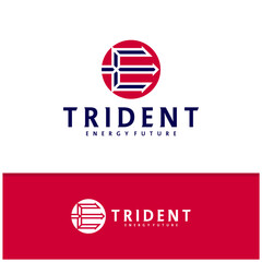 Letter E F with Trident logo icon design vector design template inspiration