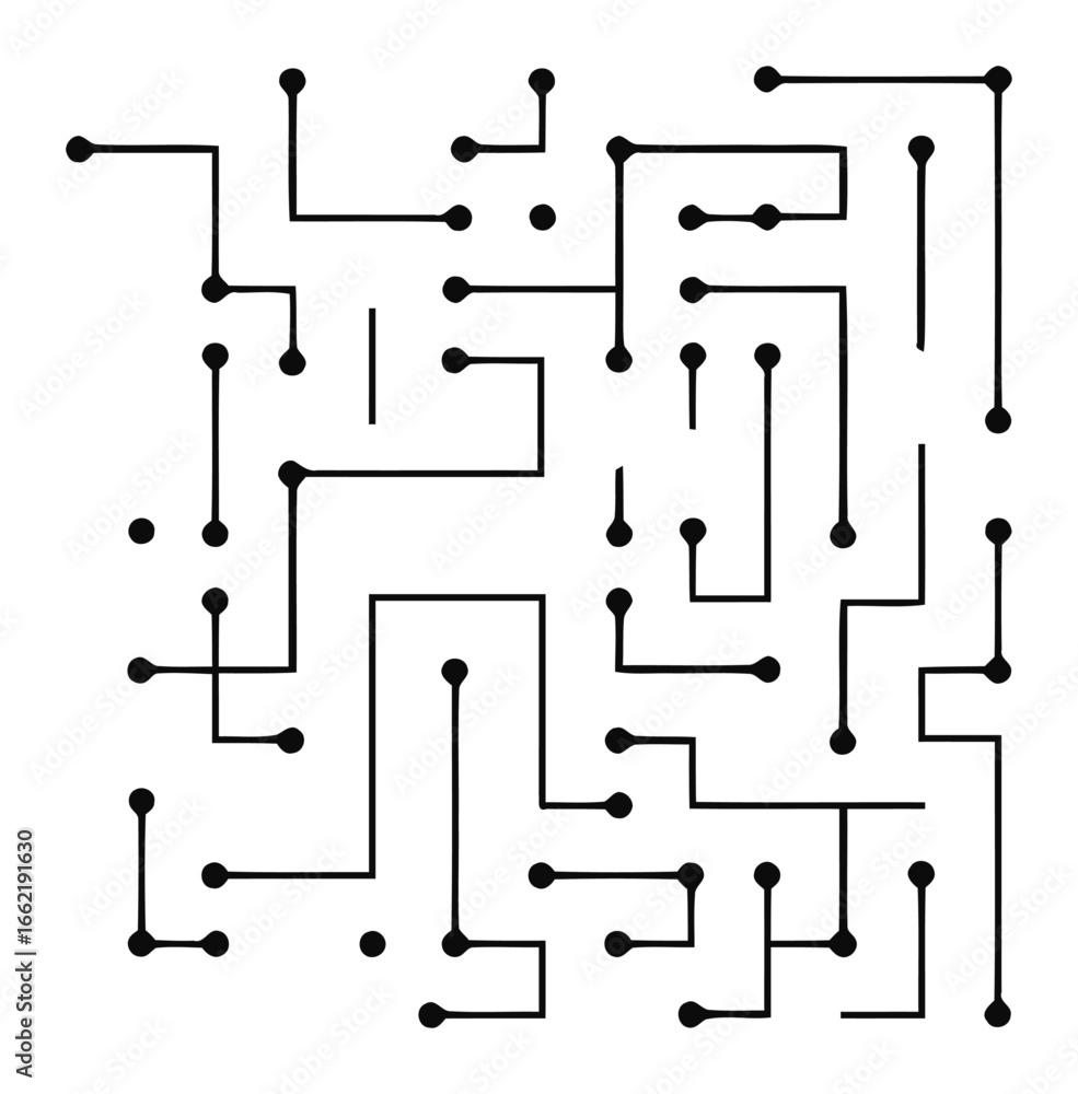 Poster circuit maze - minimalist tech vector