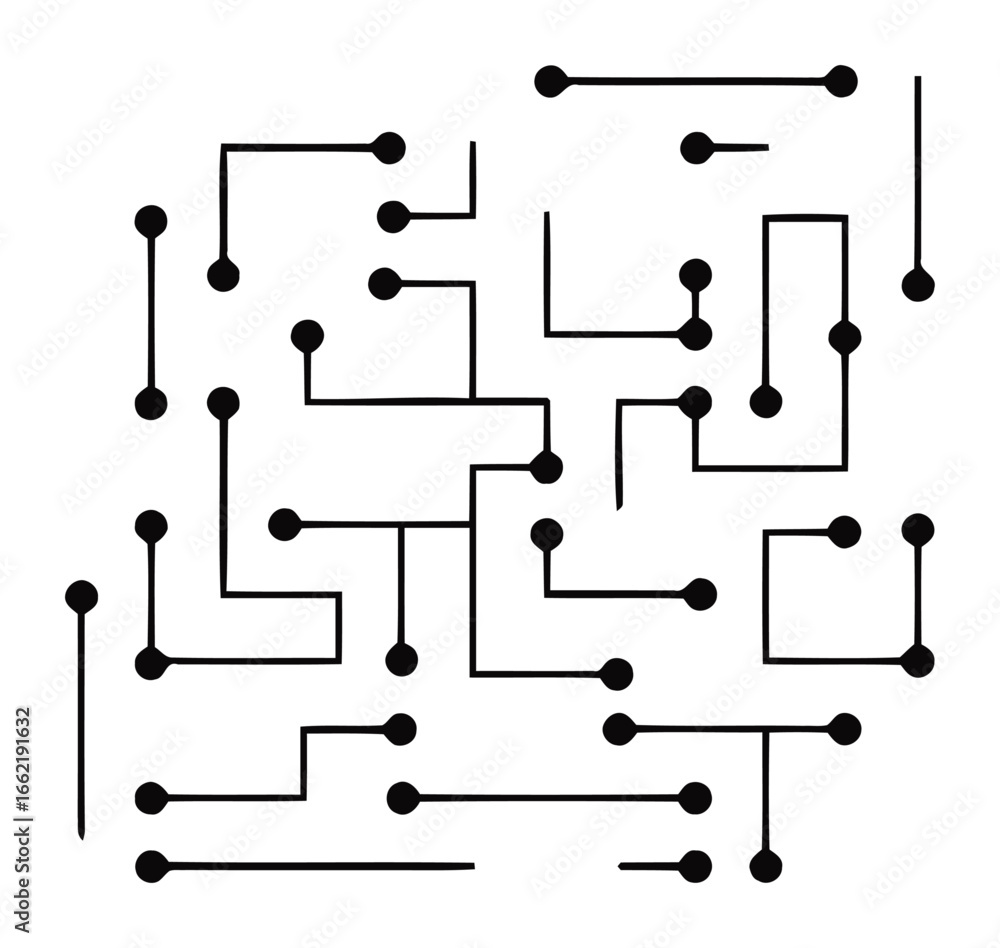 Poster circuit maze - minimalist tech vector