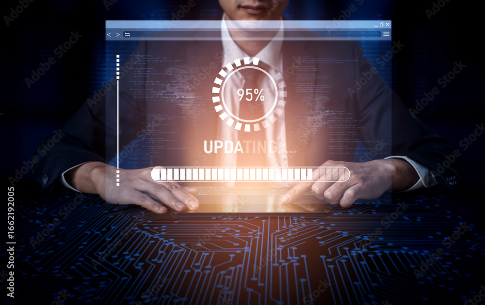 Poster knowledge upgrade and software updates support digital skills growth, competitiveness, and continuou