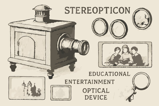 Vintage Stereopticon Optical Device Illustration