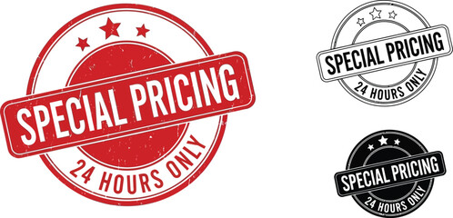 Obraz premium Three special pricing stamps with twenty four hours only text