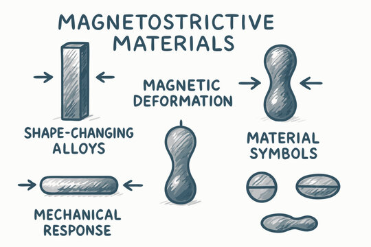 Magnetostrictive Materials: Illustration of Magnetic Deformation and Mechanical Response