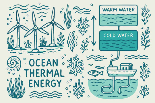 Ocean Thermal Energy Conversion (OTEC) Illustration
