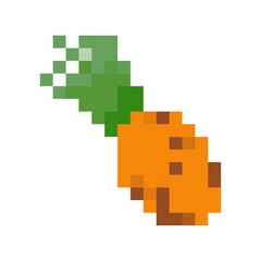 Fototapeta premium Pixelated pineapple icon with a classic blocky style. retro feel with vibrant green and orange.
