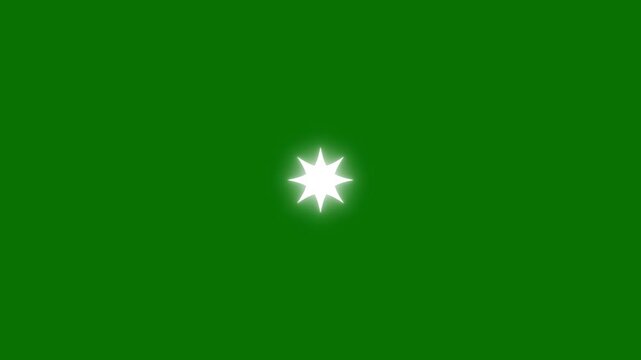 Sparkling twinkling starry night animation with glowing doodle cartoon white stars, blinking shining lights on green screen background, flat vector star motion graphics for video overlay design