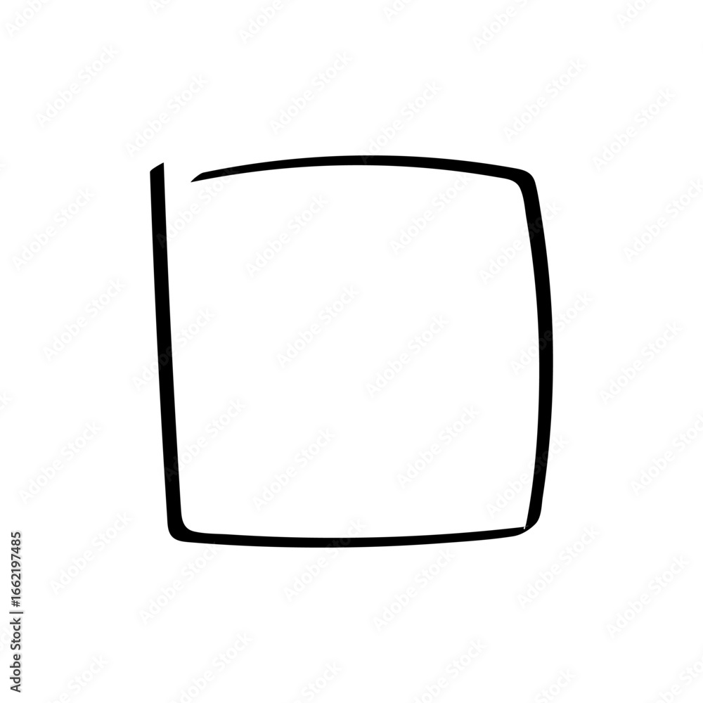 Aufkleber an empty hand drawn square checkbox icon with a sketchy style, no fill, and no checkmark inside.