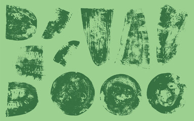 Set of vector zucchini, courgette, and melon prints with rustic organic textures, hand-drawn vegetable silhouettes for botanical, farm, and kitchen design projects.