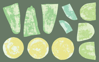 Set of vector zucchini, courgette, and melon prints with rustic organic textures, hand-drawn vegetable silhouettes for botanical, farm, and kitchen design projects.