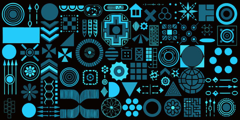 Obraz premium Teal Geometric and Abstract Digital Elements blue