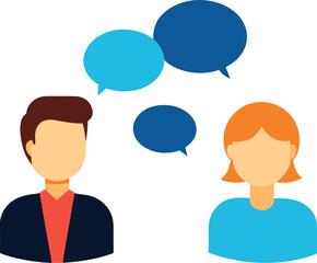 Coworkers Exchanging Ideas with Speech Bubbles