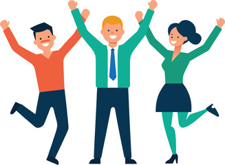 Fototapeta premium Office Staff Celebrating Project Success