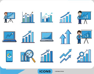 Business Analytics Icon Pack Growth, Charts Statistics Financial Report Graph Icons Marketing Data Analysis Icons Corporate Growth Vector Design